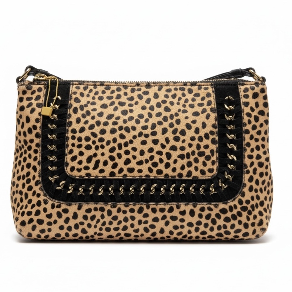 Aimee Kestenberg Bayside Haircalf and Leather Crossbody Bag Cheetah w/ CC holder